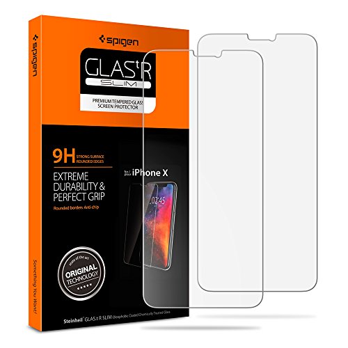 Spigen Tempered Glass iPhone X Screen Protector [ Sensor Protection ] [ Case Friendly ] 9H Hardness for Apple iPhone X (2 Pack)