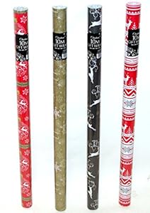 50 patterns designs christmas gift wrapping paper roll 10 X 2M ROLLS CHRISTMAS XMAS WRAPPING PAPER ASSORTED DESIGNS ASOS SANTA BELL XMAS TREES STOCKING
