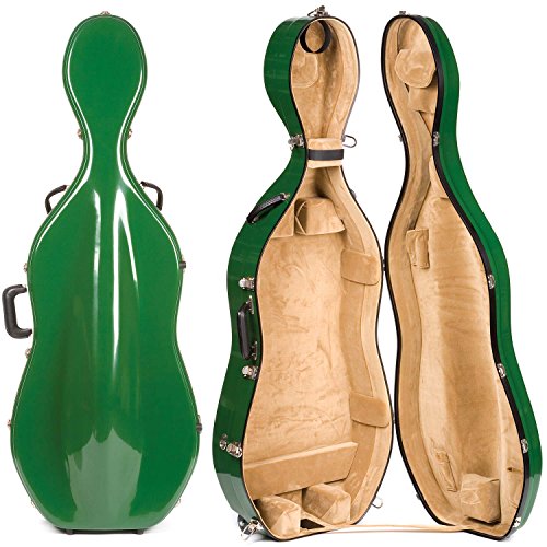 image for Bobelock 2000W Fiberglass Green/Tan 4/4 Cello Case with Wheels