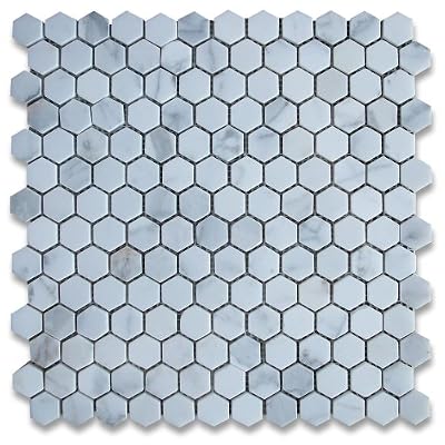 Calacatta Gold Italian Calcutta Marble Hexagon Mosaic Tile 1 inch Honed