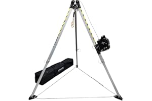 FRONTLINE FALL PROTECTION Frontline TAN07RU MEGApod 7' Aluminum Confined Space Tripod Kit with 60' Rescue Winch with Galvanized Steel Wire Rope | Inbuilt Shock Absorption | Lifting and Rescue Equipment | OSHA & ANSI Compliant