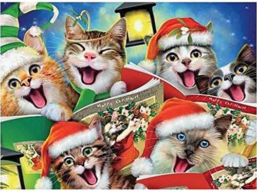 Liuzixin Perceuse Ronde 5d Diy Diamant Peinture De Noel Chat Cat Diamant Broderie 3d Point De Croix Strass Animaux Decor 50x70 Cm A Amazon Fr Cuisine Maison