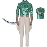 Diego Brando Cosplay Costume Outfits JJBA Anime Cosplay Halloween | Steel Ball Run Cosplay, Including: top, pants, gloves, belt, hat, dinosaur tail, Cosplay for Men Halloween Party, Polyester