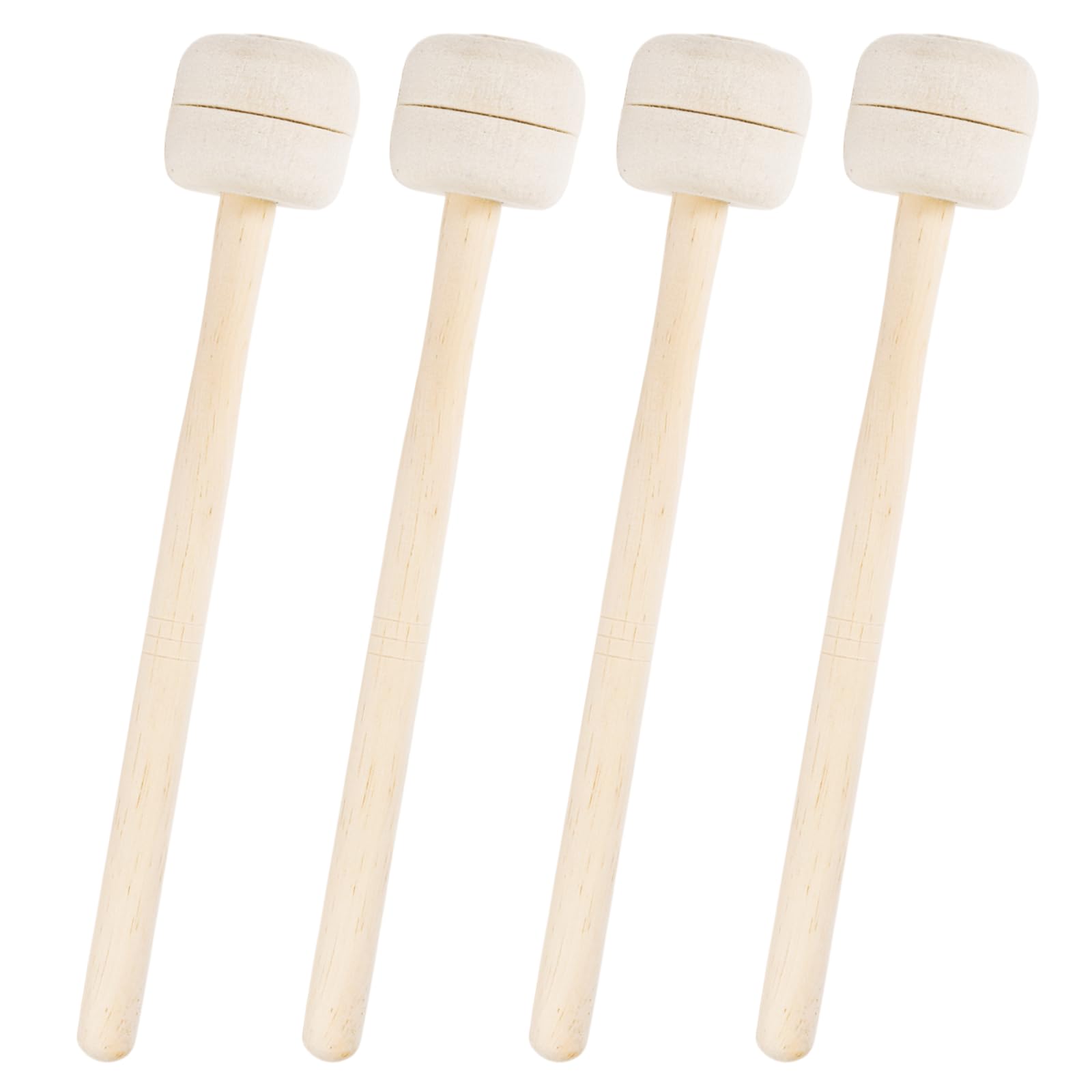 YOUEON 2 Pairs Drum Mallets Soft Felt, 34 cm Wool Felt Drum Stick with Maple Handle, Anti-slip Bass Percussion Sticks Instrument Band Accessory for Bass Drums, Marching Drums, Beige