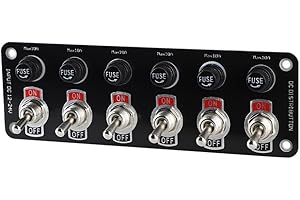 3/6-Position Marine Rocker Switch Panel with 10A Fuse for 12V/24V On/Off Control – Waterproof ABS+Metal Electrical Panel Acce