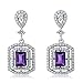 Sterling Silver Purple Amethyst Gemstone Birthstone Dangle Earrings (6.68 cttw, Center Stone: 7X5MM)