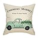 Fahrendom Vintage Farmers Market Apple Green Herb Truck Rustic Farmhouse Decor Spring Summer Sign Decoration Cotton Linen Home Decorative Throw Pillow Case Cushion Cover for Sofa Couch 18 x 18 in