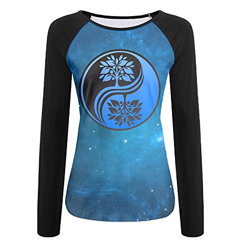 BBlocks Japanese Bonsai Tree In Yin Yang Women's Printing Raglan Long Sleeve Tops Sweatshirt T-Shirt XXL