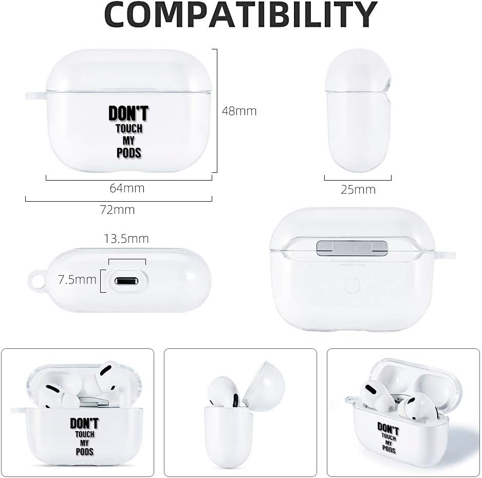 AKABEILA Case Compatible with Apple AirPods Pro Case with Carabiner Transparent Silicone Cute Design AirPod Pro 2019 Case Cover Front LED Visible Wireless Charging Case - Image 4