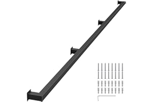 ALHROEUO Hand Rails for Indoor Stairs.Stair Railing Indoor. Railing for Stairs. Handrails for Indoor&Outdoor Stairs,Wall Mount Banister Indoor,Staircase Handrails,Square Tube, 3 Sections (8 Feet