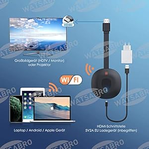 WATSABRO Display wireless WiFi Dongle 4K, 5 GHz + 2,4 GHz, WiFi senza fili, Mini schermo, ricevitore 1080HD… - immagine 5