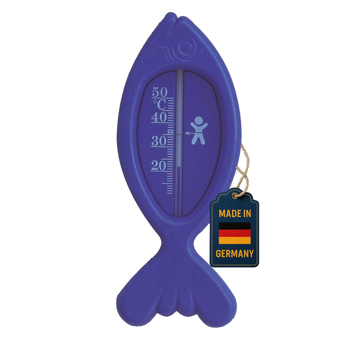 TFA Dostmann FISCH Analogue Bath Thermometer, 14.3017.06, BPA-Free, with Natural Measuring Liquid, Blue, L59 x W14 x H145 mm