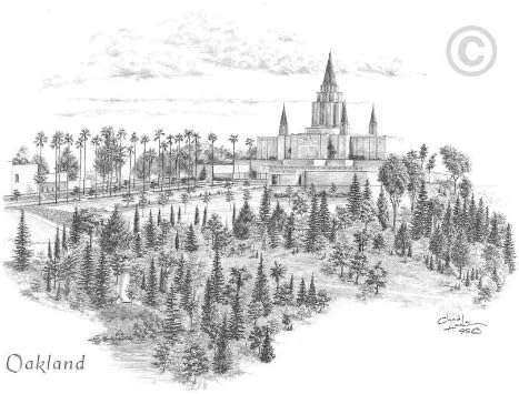 LDS Plastic Oakland California Temple Sketch Temple Recommend Holder - Chad Hawkins Temple Art