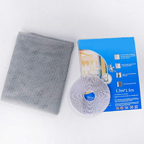 Black DIY Self-Adhesive Window Screen Mesh Net Curtain Invisible Screens Window with Tape Anti Mosquito Bug Easy to Use Take Apart Wash 130cmx150cm - Thumbnail 2