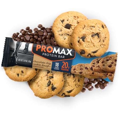 PROMAX PROTEIN BAR, CHOCOLATE CHIP COOKIE DOUGH, 20G HIGH PROTEIN, GLUTEN FREE, 12 COUNT