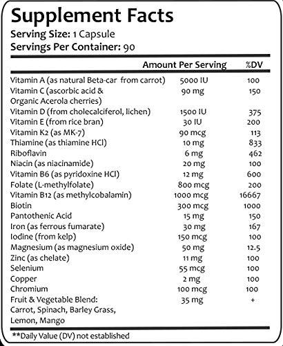 Bariatric Multivitamin - Vitamins for Post Gastric Bypass & Sleeve - Advantage for Weight Loss Surgery -with Iron & Vitamin C - 90 Vegan, Non-GMO, Dairy & Soy Free - Post Bariatric Health