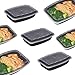Meal Prepster Meal Prep Containers (1 Compartment) - Reusable Microwavable BPA Free - Plastic Food Safe Storage Container Lunch Boxes (28 OZ) (Black / Clear lid) + 5 Printable Planners! (7 pack)