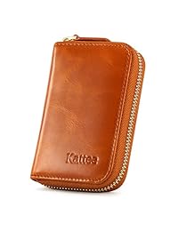 Kattee - Cartera de piel con cremallera para mujer