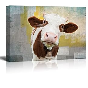 Canvas Print Wall Art - Head of a Milk Cow on Abstract Background - Gallery Wrap Modern Home Art | Ready to Hang - 12x18 inches