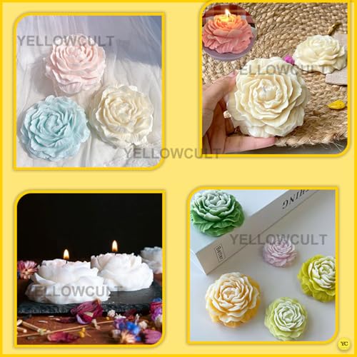 YellowCult 1 pcs Bloom Peony Silicone Candle Mold Wax Moulds for Scented Candles Handmade Soaps Making Clay Resin Crafts Casting Cake Dessert Mousse Aroma DIY Art Crafts Supplies Home Decoration 3