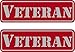 2 - Veteran, Red on Reflective, Hard Hat, Tool Box, Lunch Box, Helmet Stickers .675