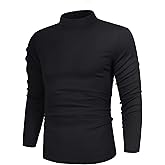Poriff Men's Casual Mock Neck Tops Long Sleeve Slim Fit Turtleneck Pullover Sweaters