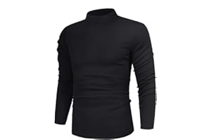 Poriff Men's Casual Mock Neck Tops Long Sleeve Slim Fit Turtleneck Pullover Sweaters
