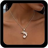 Iaceble Dolphin Pearl Pendant Necklace Gold Dolphin Choker Necklace Cute White Pearl Dolphins Necklaces Vintage Sea Animal Necklaces Jewelry for Women