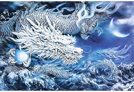 Amazon Co Jp Diy手芸キット 白龍 開運アート フルダイヤモンドアート カラービーズストーン絵画 モザイクアート 壁アート 芸術品 ホーム キッチン