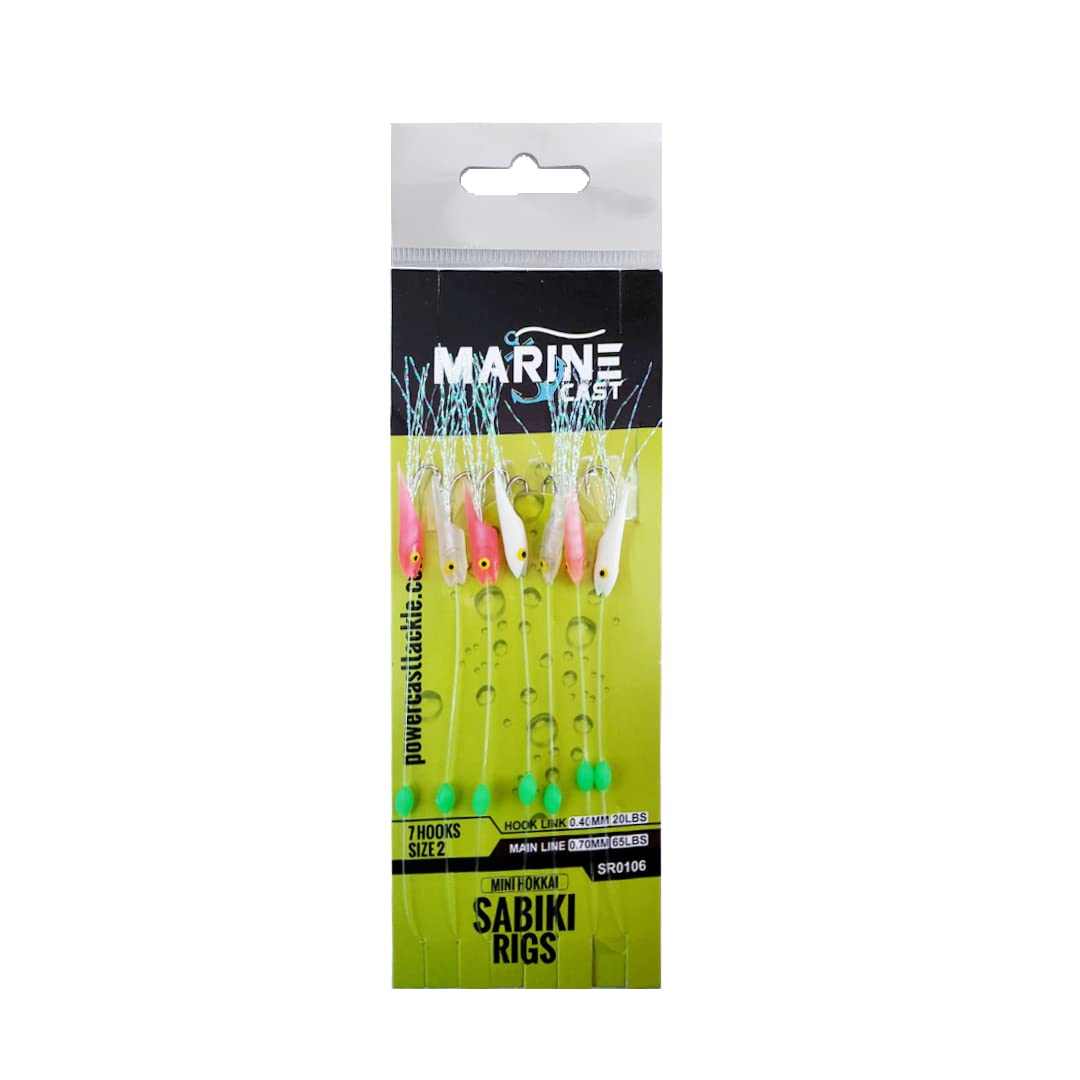 Marine Cast 7 hooks sabiki rigs/Mackerel feathers (5/10 pack) (Mini Hokkai(5pack))