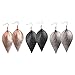 Womens Leather Dangle Earrings Lightweight Leather Leaf Drop Earrings Black Gold Leather Diffuser Earrings 3 Pairs Pack