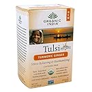 ORGANIC INDIA Tulsi Turmeric Ginger Tea - Delicious Holy Basil and Turmeric Ginger Blend Rich in Antioxidants - Certified Organic, Non-GMO, and Fair Trade, 18 Tea Bags (1 Pack)