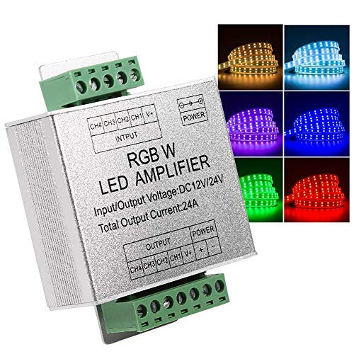 RGBW Amplifier DC12-24V 24A 4 Channel Output Circuit Aluminum Shell Data Amplifier Controller LED Strip