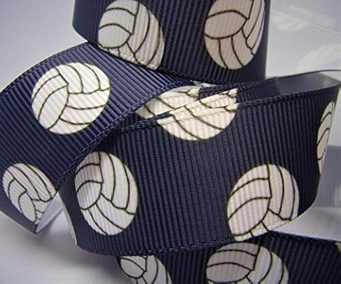 Grosgrain Ribbon Navy Volleyball Print 7 8 W 10 Yards Diy