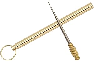 Benpaoba Gold Cigar Holder Needle Stainless Steel Punch Draw Enhancer ToolandNubber Assemblage Field Tool Can Be Dredge Cigar Avoid Burns Hangs with Key Ring Gold… 6 Inch