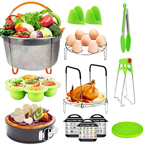 Pressure Cooker Accessories fits Instant pot 6,8 Qt - Steamer Basket for Instant Pot Accessories, Steamer Basket, Spring form Pan, Egg Steamer Rack, kitchen tongs, Silicon Egg Bites Mold, Dish clip - Thumbnail 7