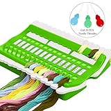 AhlsenL Embroidery Floss Organizer Kit - 30 Positions Embroidery Thread Organizer with Needle Threaders Sewing Needles Pins Holder Multi-Function Craft DIY Reusable Sewing Accessory (Green)