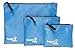 HOPEVILLE Travel Organizer Set, 3 assorted sized zipper bags for travel documents and travel accessories, Premium pouches for luggage, handbag or backpack (Blue)