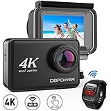 DBPOWER D5 Native 4K EIS Action Camera 2" LCD Touchscreen 14MP WiFi Waterproof Sports Camera with 4K 30fps Video and 170° Wide-Angle Lens 2.4GHz Remote Control 2 Pcs Rechargeable Batteries