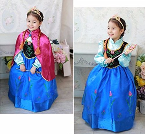 DreamHigh Halloween Princess Anna Costume Girl's Dress With Cape Size 5-6 Years
