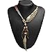 Fanala Women Bronze Rope Chain Feather Pendant Choker Chunky Statement Necklace