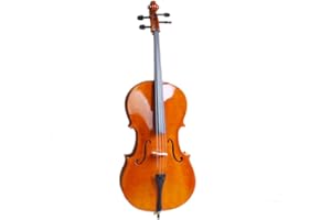 LYKOS 4/4 Professional Wood Acoustic Cello Beautiful Varnish Finishing+ Case + Bow + Rosin for Beginner (Natural)