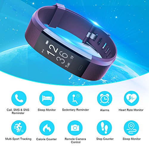Letsfit Fitness Tracker HR, Activity Tracker Watch with Heart Rate Monitor, IP67 Water Resistant Smart Bracelet with Calorie Counter Pedometer Watch for Android and iOS