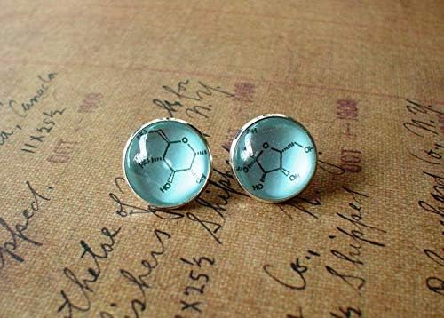 Sucrose Sugar structural formula Baby Blue Stud Earrings,Earring post,Morden Fashion earrings