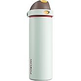 POWCAN 24 oz Travel Water Bottle: 2-in-1 Push-Button Spout & Quick-Flip Straw, Leakproof, Cold 24Hrs, Fits Car Cup Holder, Stainless Steel Sports Cup for School, Travel, Gym, Outdoor Gift (Clay Bay)