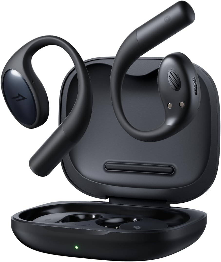 1MORE S51 Open Ear Headphones, Ultra-Lightweight Design, Secure Fit, Open Ear Earbuds Wireless Bluetooth, 40H Playtime, Bass More+ Technology, IPX5 Waterproof, Clear Calls, Game Mode - Black