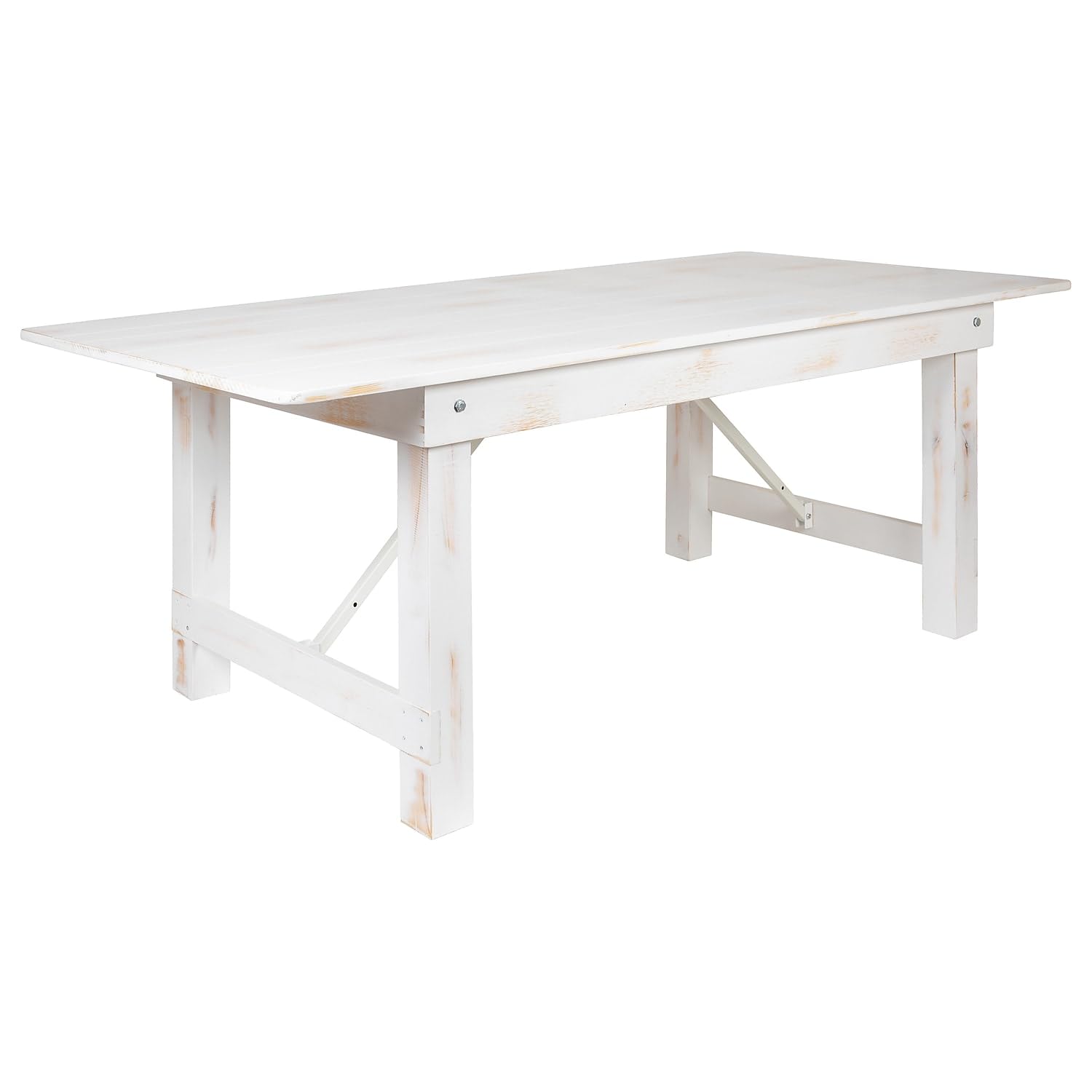 Photo 1 of Flash Furniture HERCULES Series 7' x 40" Rectangular Antique Rustic White Solid Pine Folding Farm Table
