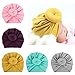 Girls Baby Cotton Cloth Turban Kont Toddler Tabbit Ear Hat Kids Set Head Cap (14.2-22 inches, T2-5 Pack Pink&Grey&Purple&Yellow&Blue)