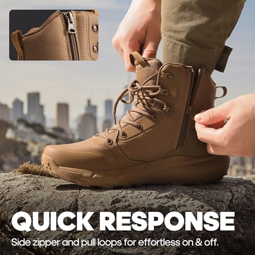 NORTIV 8 Lightweight Military Boots Tactical Safety Boots Men Breathable Anti-skid Police Combat Boots