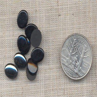 55 VINTAGE HEMATITE GLASS 10X8mm OVAL CABOCHONS